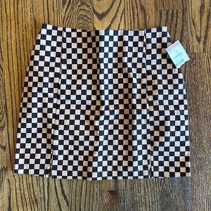 Brown checkerboard print skirt